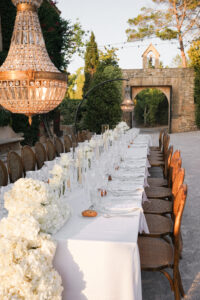 Elegant wedding dinner table setup for Mallorca destination wedding