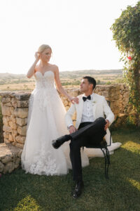 Bride and groom after their wedding in Mallorca