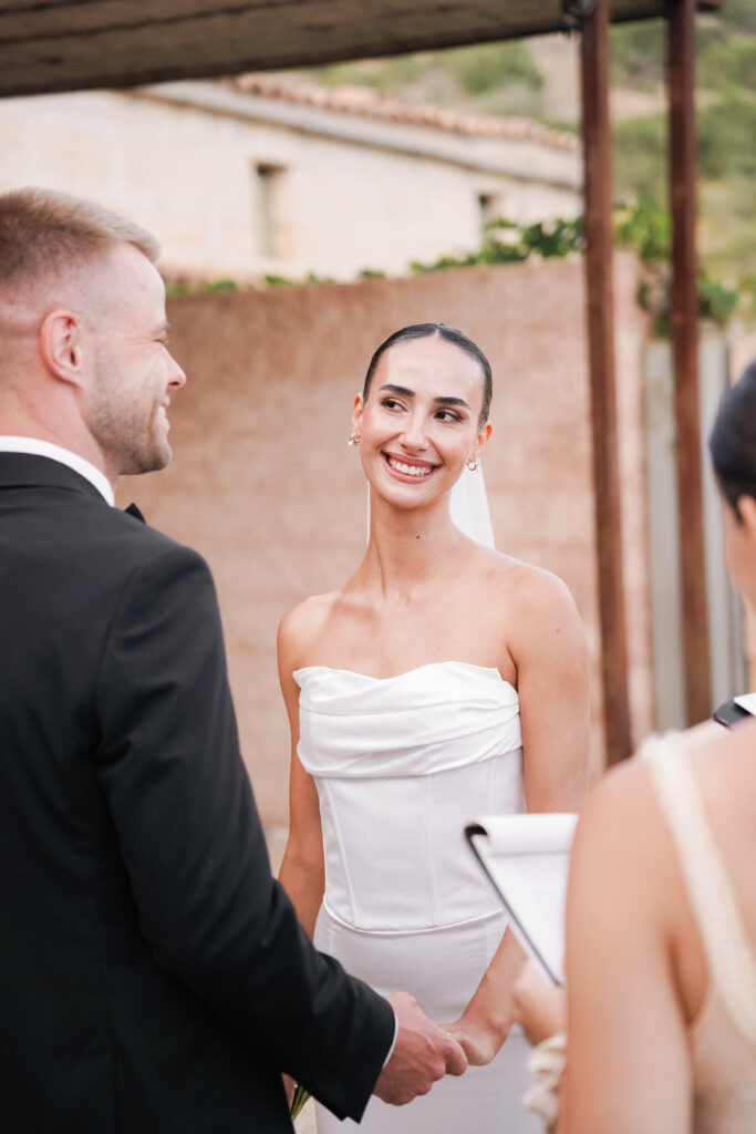 Happy bride at Mallorca destination wedding venue