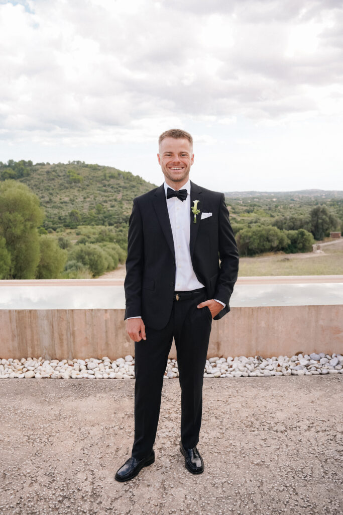 Classic groom style at Finca Ses Voltes