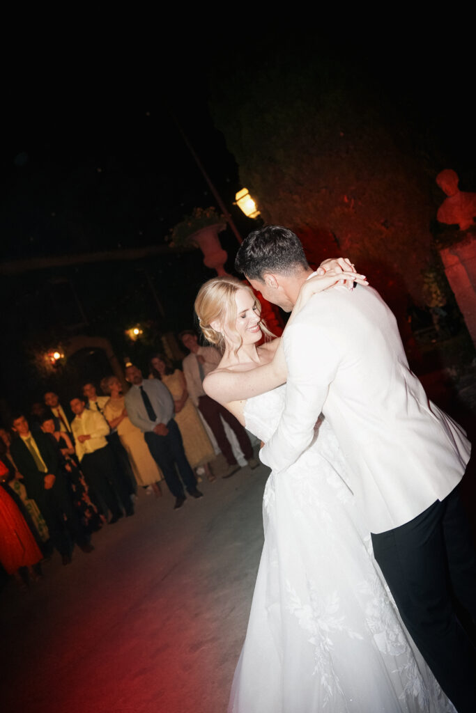Bride and Groom Dancing at Night Finca Son Collell
