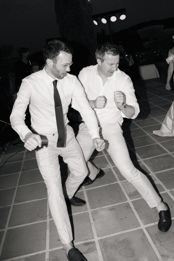 Wedding guests celebrating at night in Andalusia