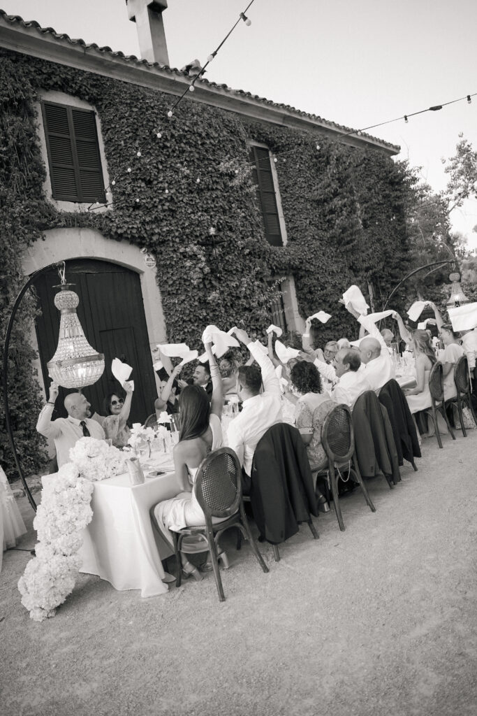 wedding toasts and dinner celebration at finca son collell mallorca