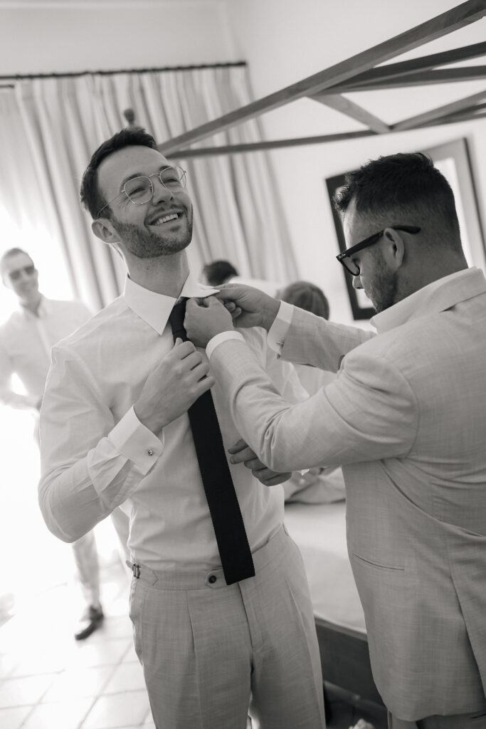 Groom getting ready at Cortijo Bravo