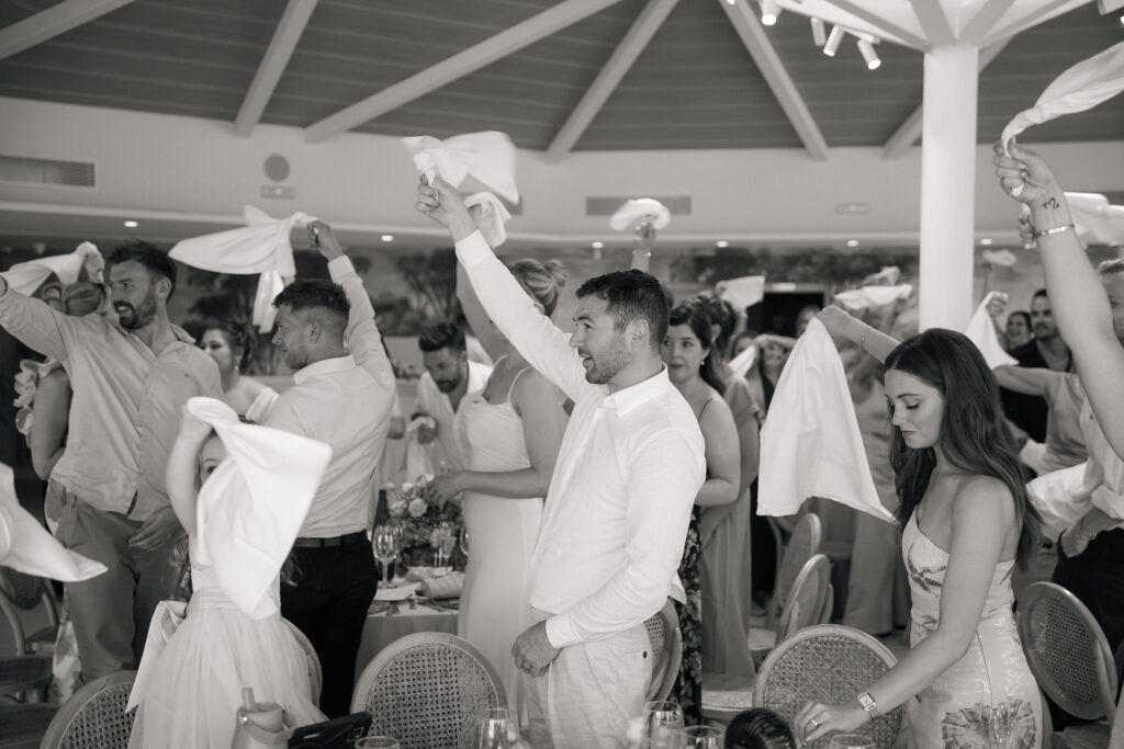 Outdoor wedding dinner reception at Cortijo Bravo